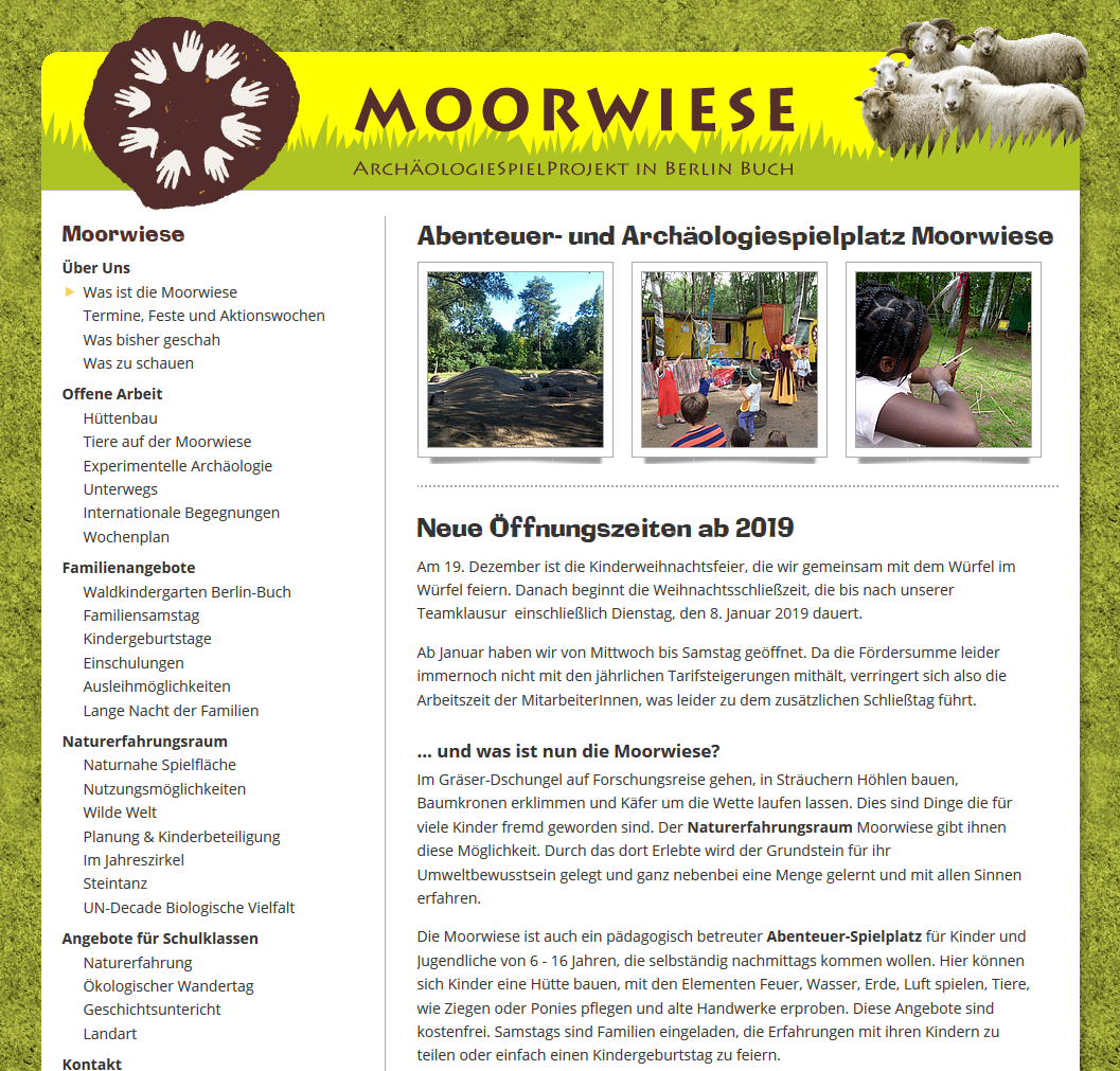 Screenshot Website Moorwiese