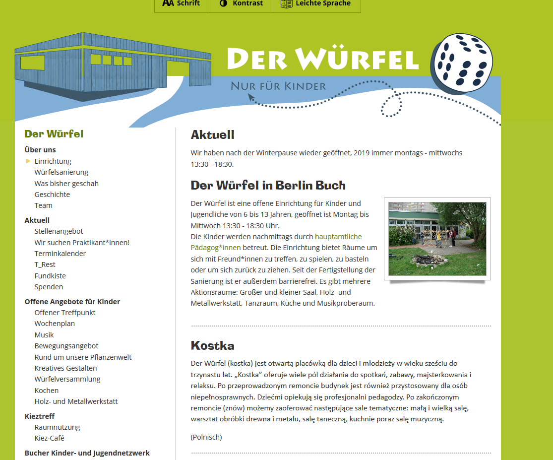 Sreenshot Website Der Würfel