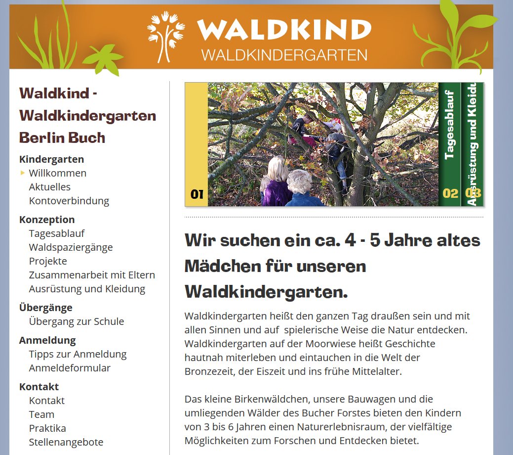 Screenshot Waldkind Website